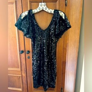 Vintage Short Sequin Cold Shoulder Cocktail Dress • size Small • 00s